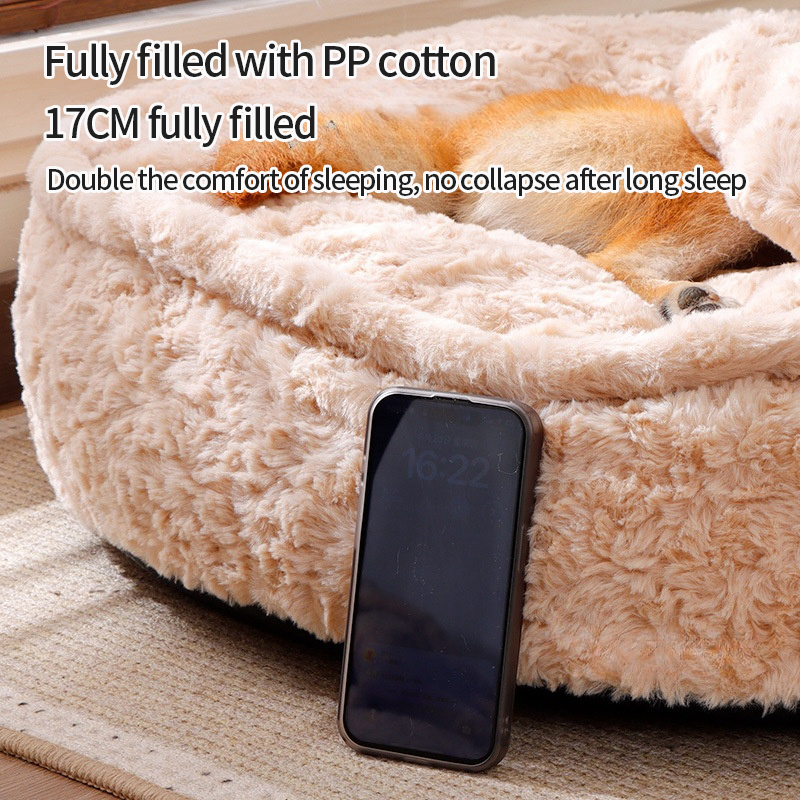Plush Pet Bed Winter Thickened Pad Dog Sleeping Bed For Small Dogs Removable Pad Round Kennel Dog Cushions Pet Bed Sofa Beds
