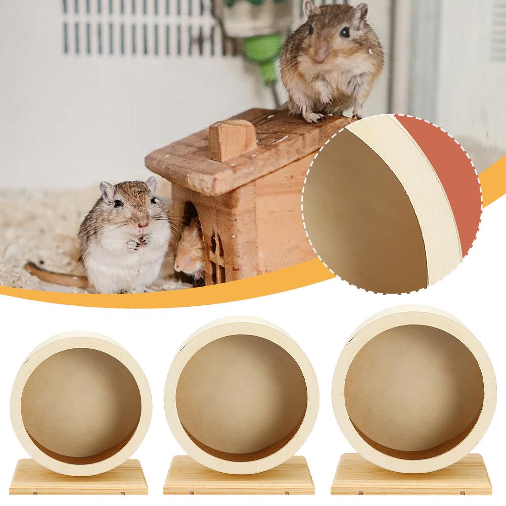 Hamster Running Wheel Golden Bear Mute Wooden Belt With Cork Bear Roller Sports Golden Pet Bracket Supplies Landscaping Pad