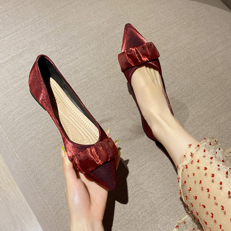 Fashion Toe Pointed Shallow Loafers Ladies 2025 Spring New Ballet Flat Women Retro Soft Sole Single Shoes EU36-42