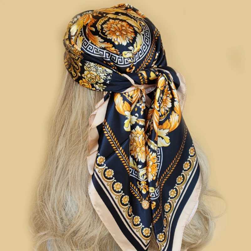 90 * 90CM Shawl Fashion Beach Sunscreen Silk Scarf 2023 European and American Kerchief Popar Printing Square Bandan X2503241