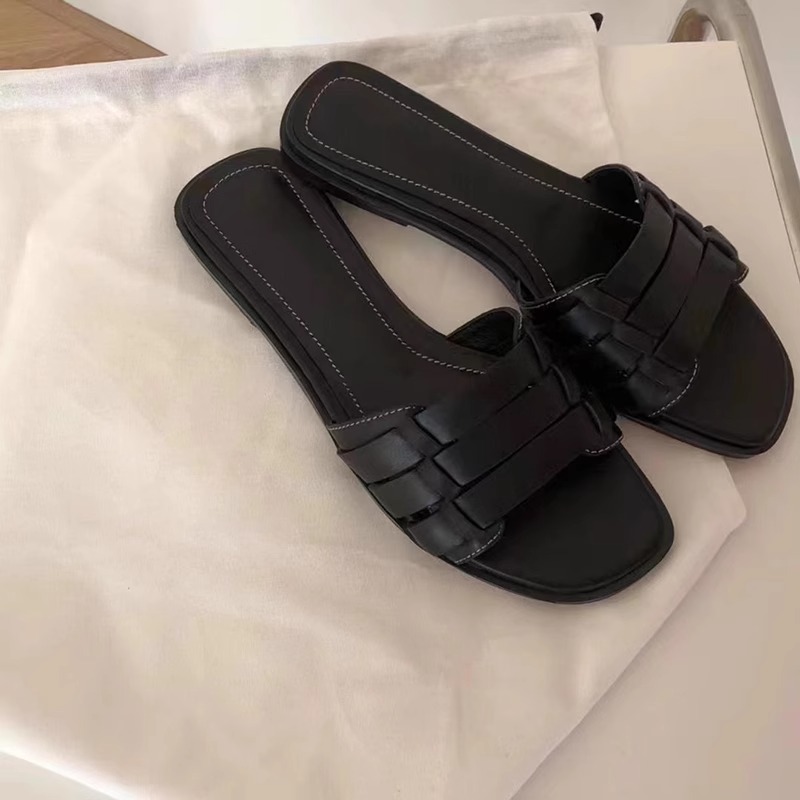 Womens New Summer Trend Buckle Flat Casual Shoes Home Slippers Luxury Daily Shallow Slip-ons Party Women's Sandals Large Size 41
