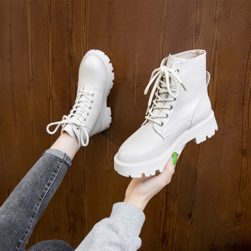 Ankle AIYUQI Genuine Leather Winter Lace-up Motorcycle Boots Ladies British Style Women's Booties 313c