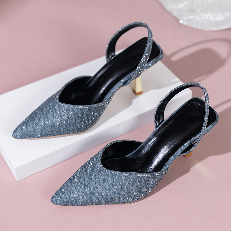 2025 new High Blue Heels Pumps Women Summer Pointed Toe Thin Heeled Sandals Woman Plus Size 43 Sgbac Stain Party Wedding Shoes 25db