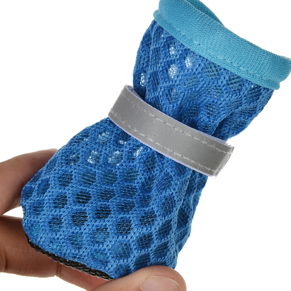 Summer Breathable Dog Shoes For Small Medium Dogs Cats Outdoor Anti-slip Nylon Puppy Boots Reflective Adjustable Pug Pet Shoes