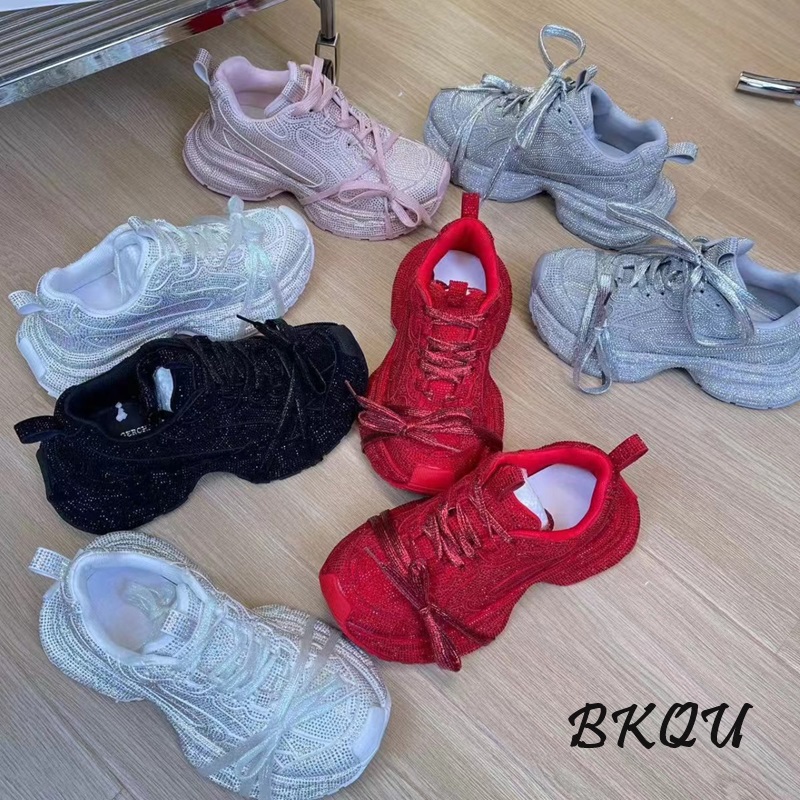 female vulcanized full of star water diamond thick bottom fried street Daddy 2024 spring new ins tide cake casual shoes