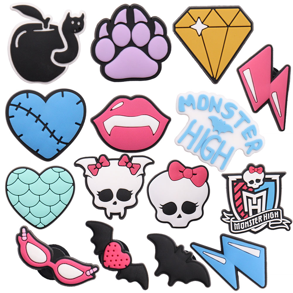 1-15PCS PVC Shoe Charms Cartoon Apple Diamond Skull Bat Buckle Clog Garden Shoes Button Ornaments Hole Slipper Accessories 
