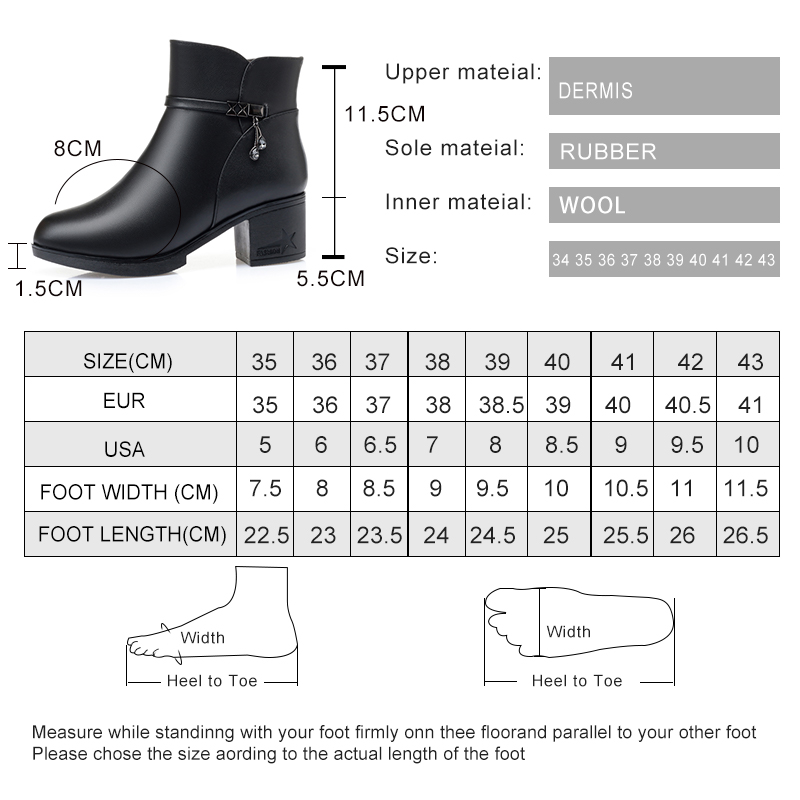 AIYUQI Women Ankle Boots Anti Slip 2024 Winter New Genuine Leather Large Size Women Booties Wool Warm Women Snow Boots