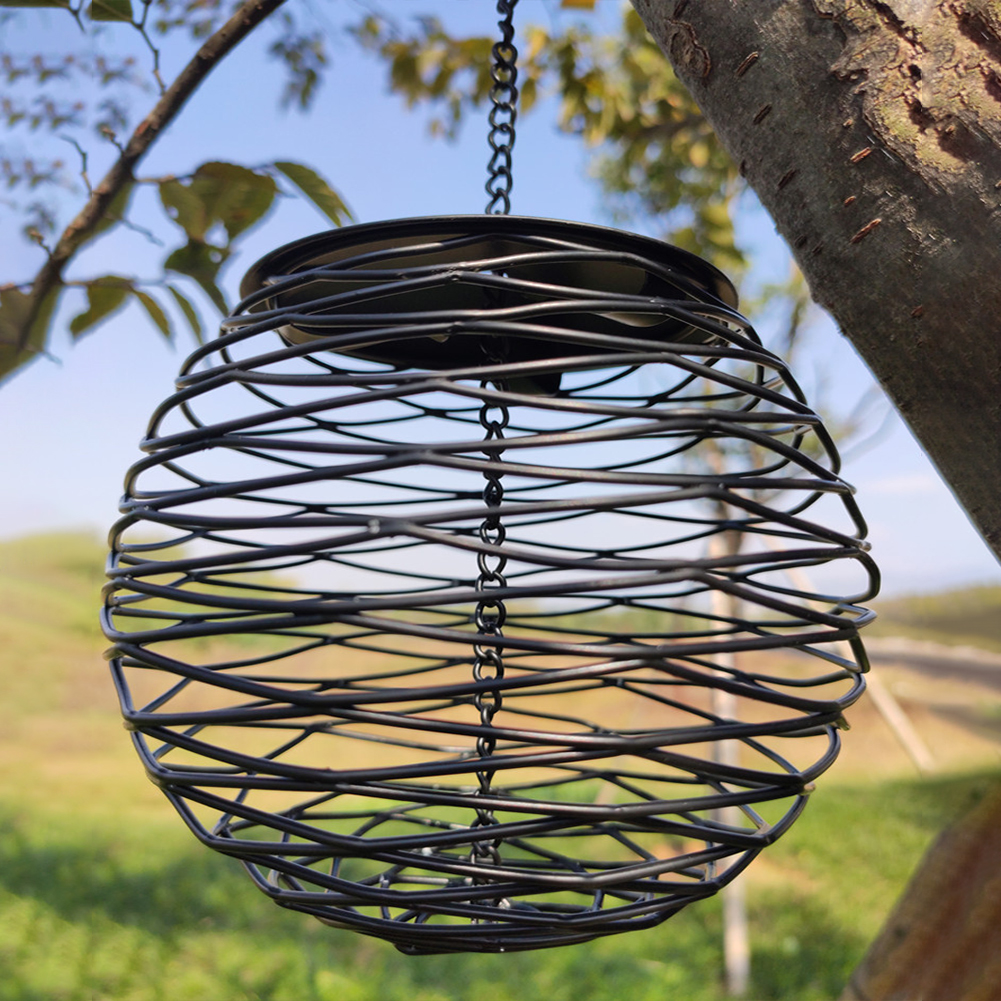 Outdoor Hanging Bird Feeder Hanging Ball Shape Wild Bird Feeding Device Round Metal Bird Feeder For Garden Backyard