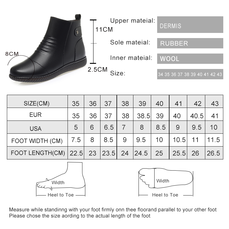 AIYUQI Snow Boots Women 2024 New Anti slip Genuine Leather Mother Boots Flat Large Size Wool Warm Women's Short Boots