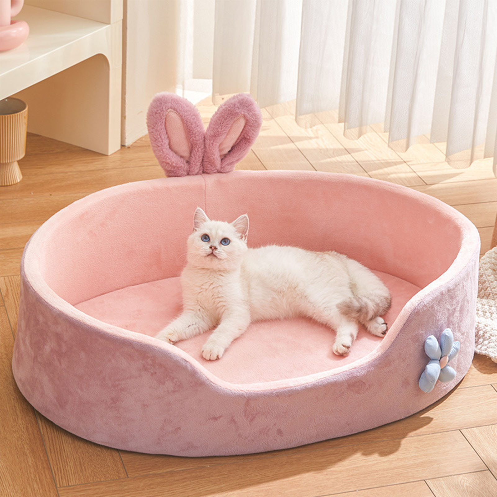 Detachable Sleeping Bed for Dogs and Cats, Soft and Comfortable, Washable, Pink, Warm, Four Seasons