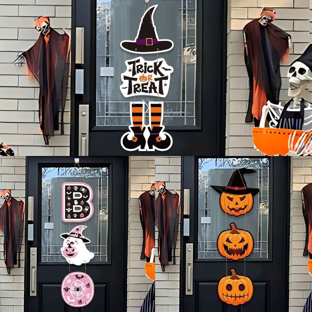 Door Hanging Pendents Decors Pumpkin Bat Happy Halloween Ghost Horror Party Decorations for Home 2024