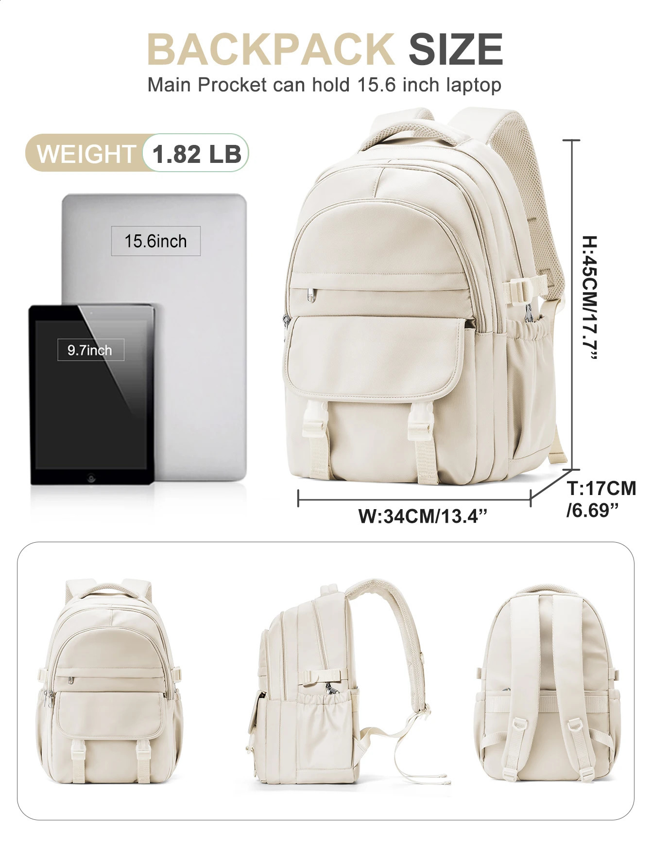 Teenage girl boy casual backpack high school day bag female daily travel laptop 240903