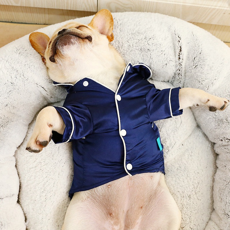 Pet Dog Pajamas Luxury Soft Silk French Bulldog Pajamas Pet Coat Clothing For Small Dogs Shih Tzu Puppy Cat Shirt Pet Costume