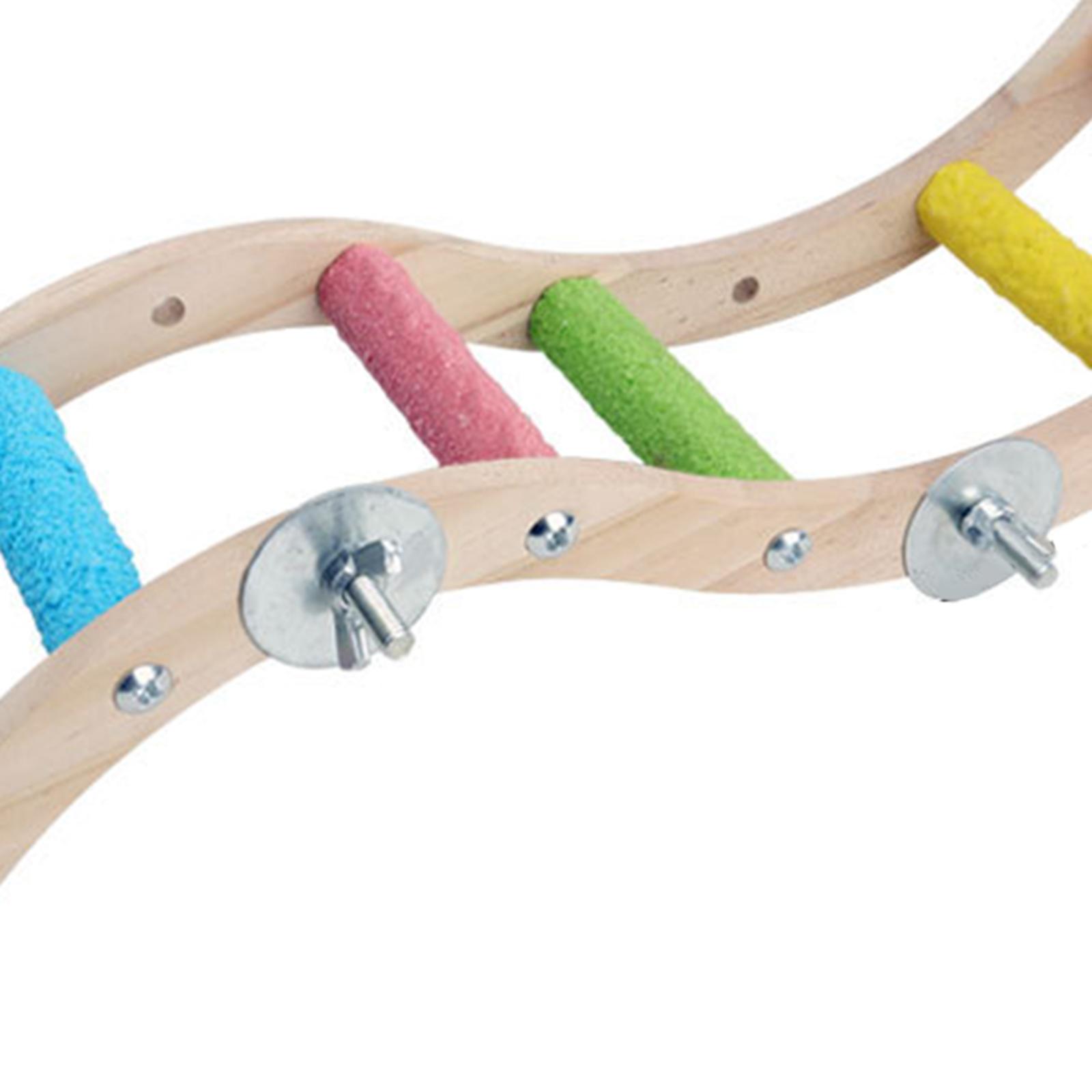 Bird Perches for Cage Claw Grinding Wood Cage Accessories Colorful Parrot Climbing Ladder for Budgies Finch Small Medium Parrot