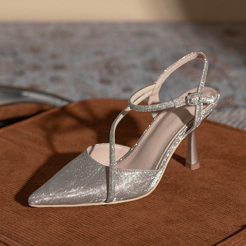 Rhies High Pointed Heels Women 2024 Summer Ankle Straps Thin Heeled New Pumps Ladies Sexy Party Wedding Sandals b0ea