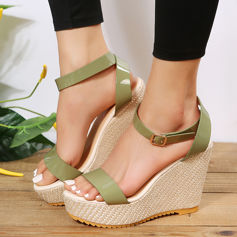 2025 new Women 2023 Wedge Platform Sandals Summer Solid Causal Slip on Concise Fashion Wedges Brand New Heels Open Toe Lady Shoes ee85 Ccise Fashi s
