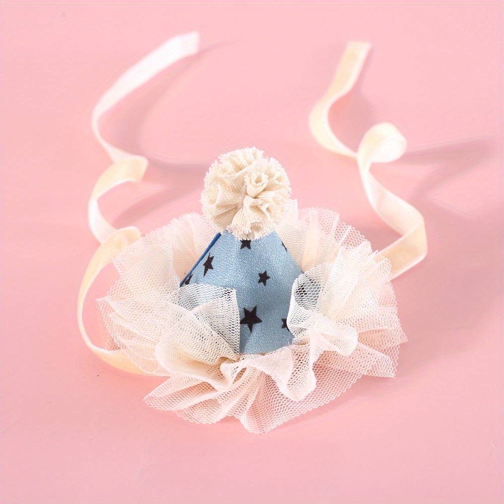 1pc pet cat dog fairy lace three-dimensional birthday hat pentagram tiara butterfly wedding princess