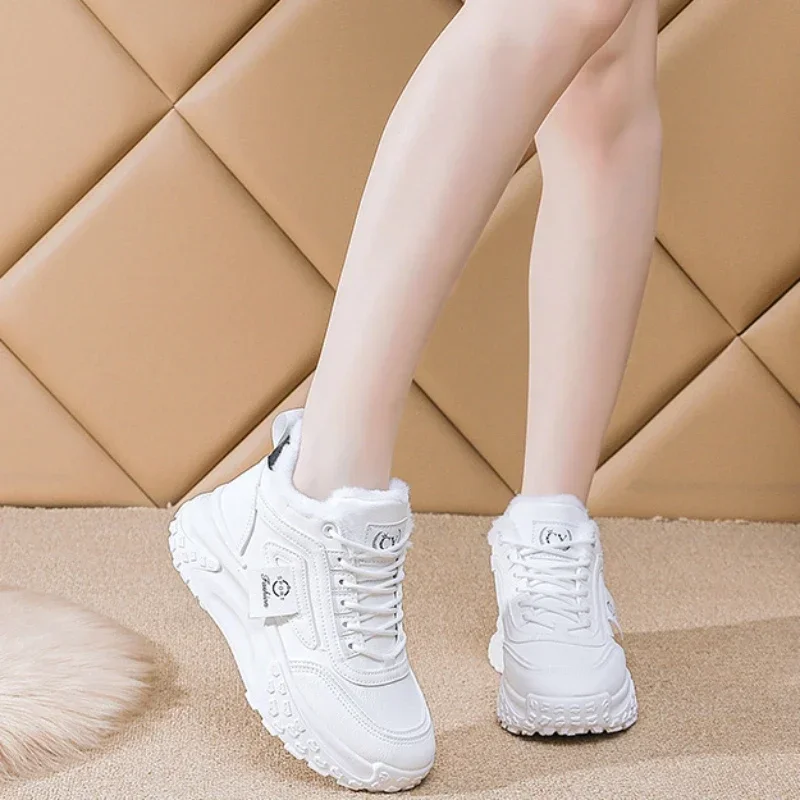 Platform Women New Ladies Lace Up Casual Sneakers Ankle Boots Running for Woman Warm Cotton Shoes 51f3