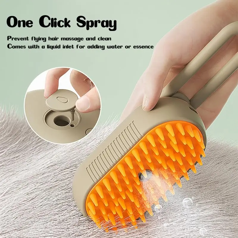 Dog Cat Steam Brush Cat Hair Spray Brush Pet Steamer Groomer Massage Pet Hair Cleaning Grooming Removing Tangled And Loose Hair