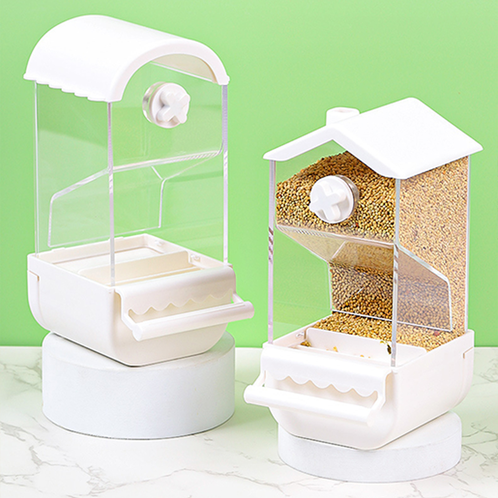 Automatic Bird Feeder No Mess Pet Feeder Food Container With Pull-out Bottom Drawer Parakeet Cage Accessories For Parrot Budgies