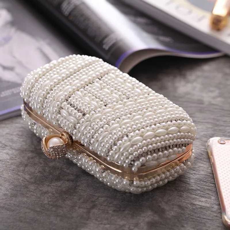 Fashion Elegant Women Evening Bags Luxury Beaded Pearl Clutch Bag Wedding Party Handbag Purse Ladies Dating Cell Phone Pocket 240903