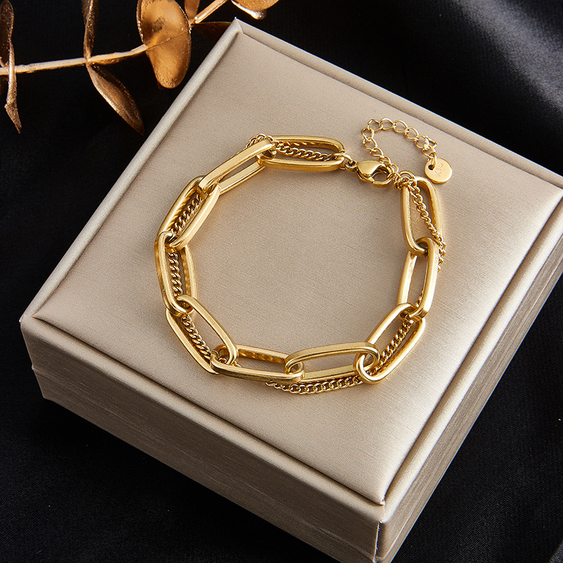 Chunky Chain Bracelet: Gold Stainless Steel Iced Out Zircon Stacking Jewelry 4