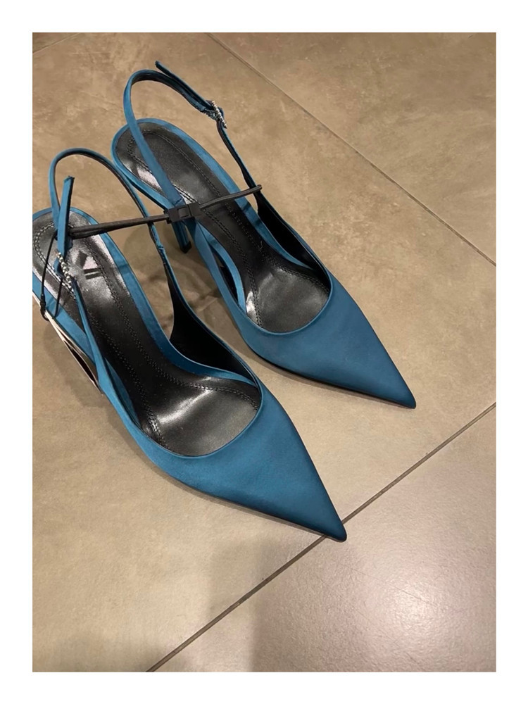 Elegant Fashion Women High Lady Sgback Mules Sexy Thin Heels Party New Wedding Shoes Women's Sandals 2023 Summer 8e05 's