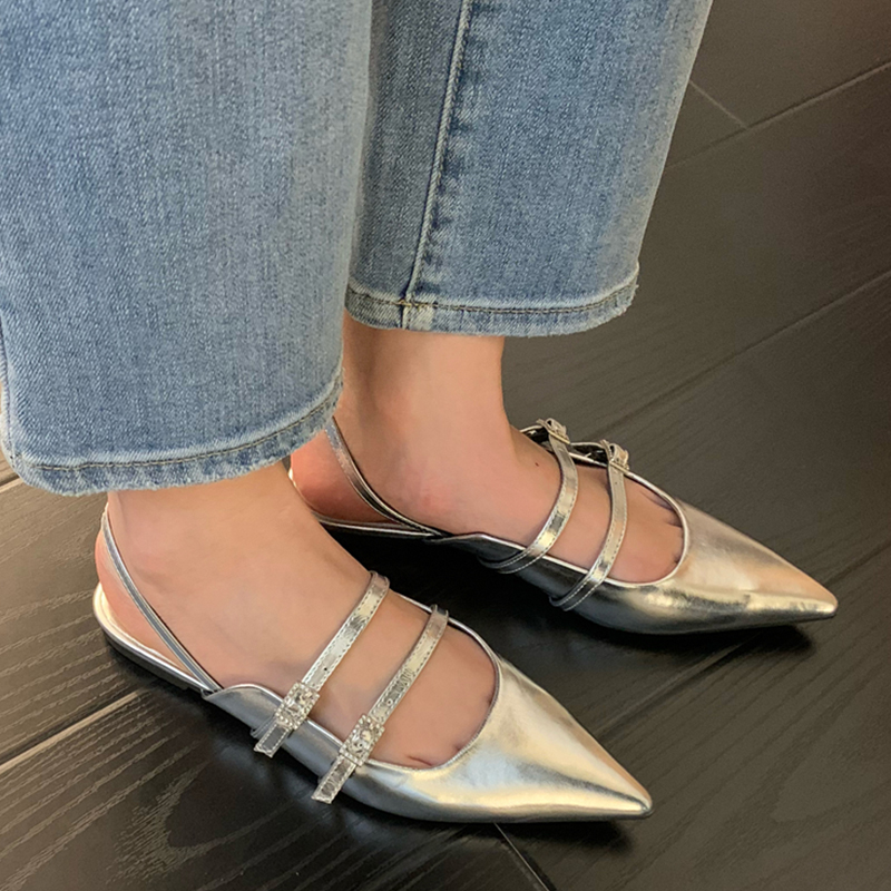 Pointed Fashion Toe Ladies Flat With 2024 Designer Shallow Women Flats Shoes Female Casual Sgback Sandals Slides adb7 s