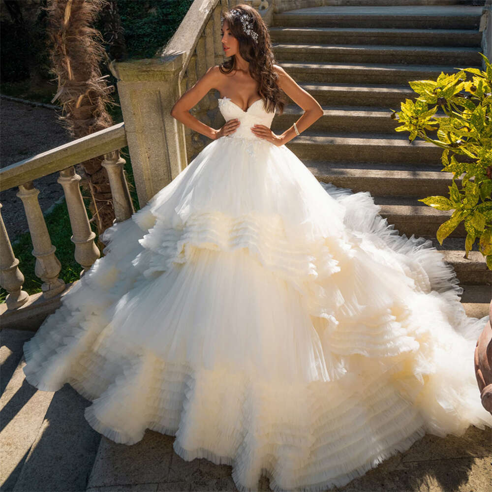 Princess Long Train Wedding Dresses Gowns Robe De Mariee Customized 2023 Formal Women Bride Dress Beaded Appliques Bridal