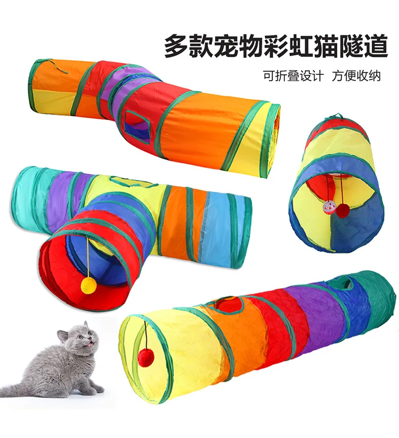 Bunny Tunnels & Tubes Collapsible 3 Way Bunny Hideout Small Animal Activity Tunnel Toys for Dwarf Rabbits Bunny Guinea Pigs