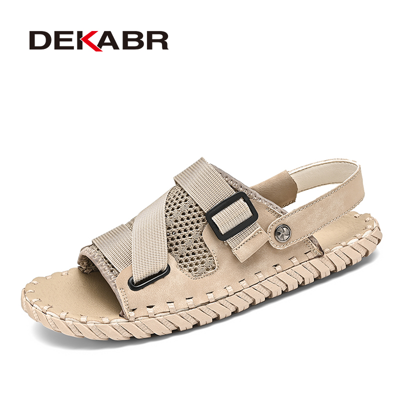 DEKABR New Men's Tide Summer New Mesh Outdoor Leisure Hollow Sandals Beach Handmade Quality Fashion Men Shoes 90Fb