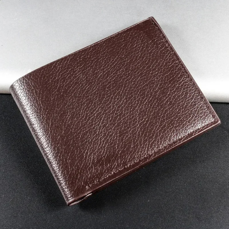 Mens Wallet Genuine Leather Men Wallets Premium Product Real Cowhide for Man Short Black Walet Portefeuille Homme 240903