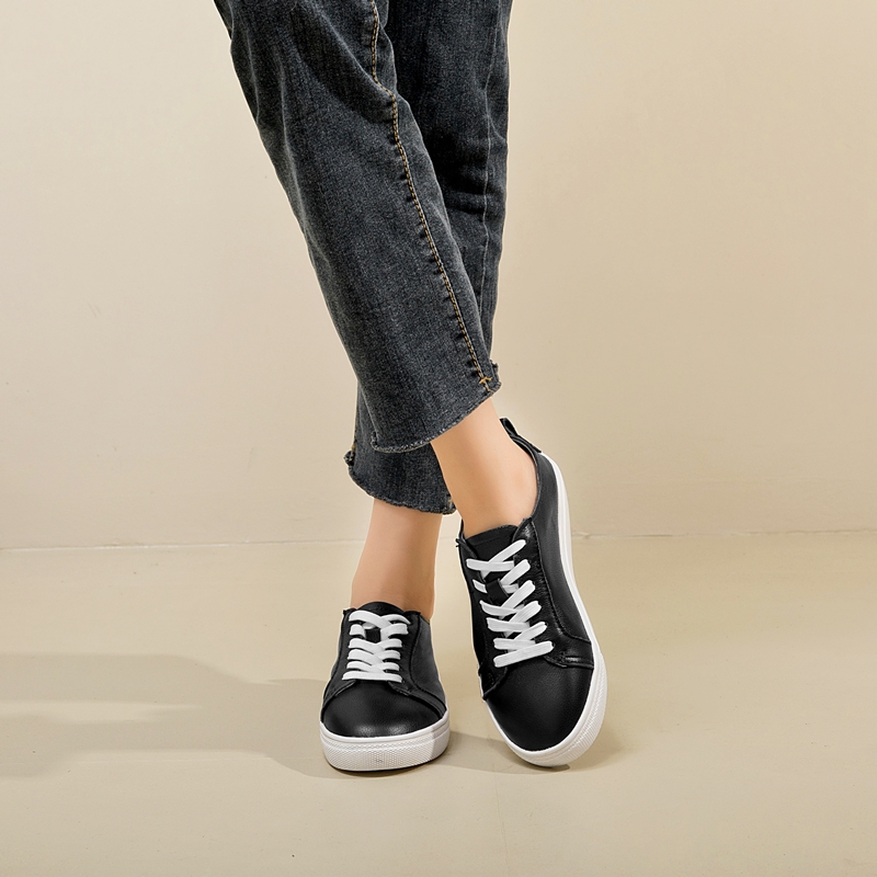 AIYUQI Women's Sneakers Genuine Leather 2024 New Casual Round Toe Flat Sneakers Women Lace-up White Shoes Ladies