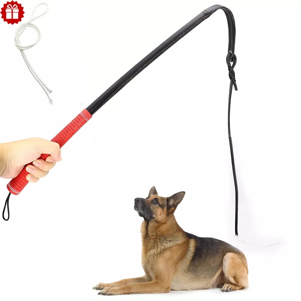 Cowhide Dog Agitation Whip Dog Teaser Wand Dog Training Whip Dog Stick Equipment Obedience Training