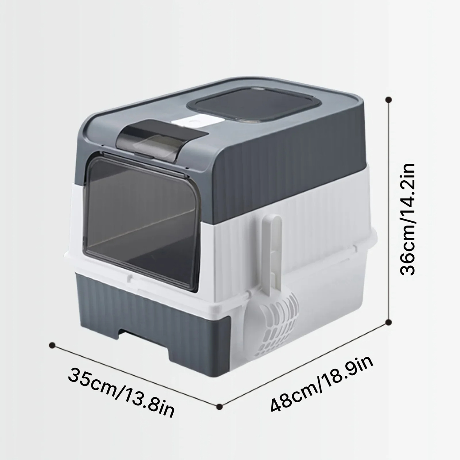 Cat Litter Pan Fully Enclosed with UV Light Top-Out Splash-Proof Pet Litter Box and Scoop Set Sterilizing and Odor-Resistant