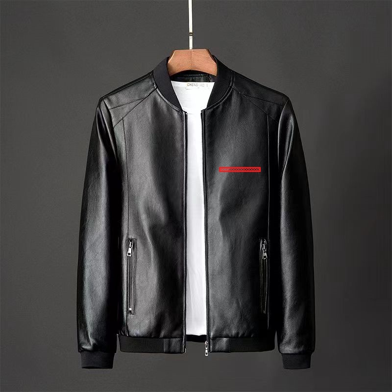Designer Men's Leather Jacket Simple Fashion Solid Color Simple Leather Jacket Casual Jacket Windproof and Warm, Fashionable Travel