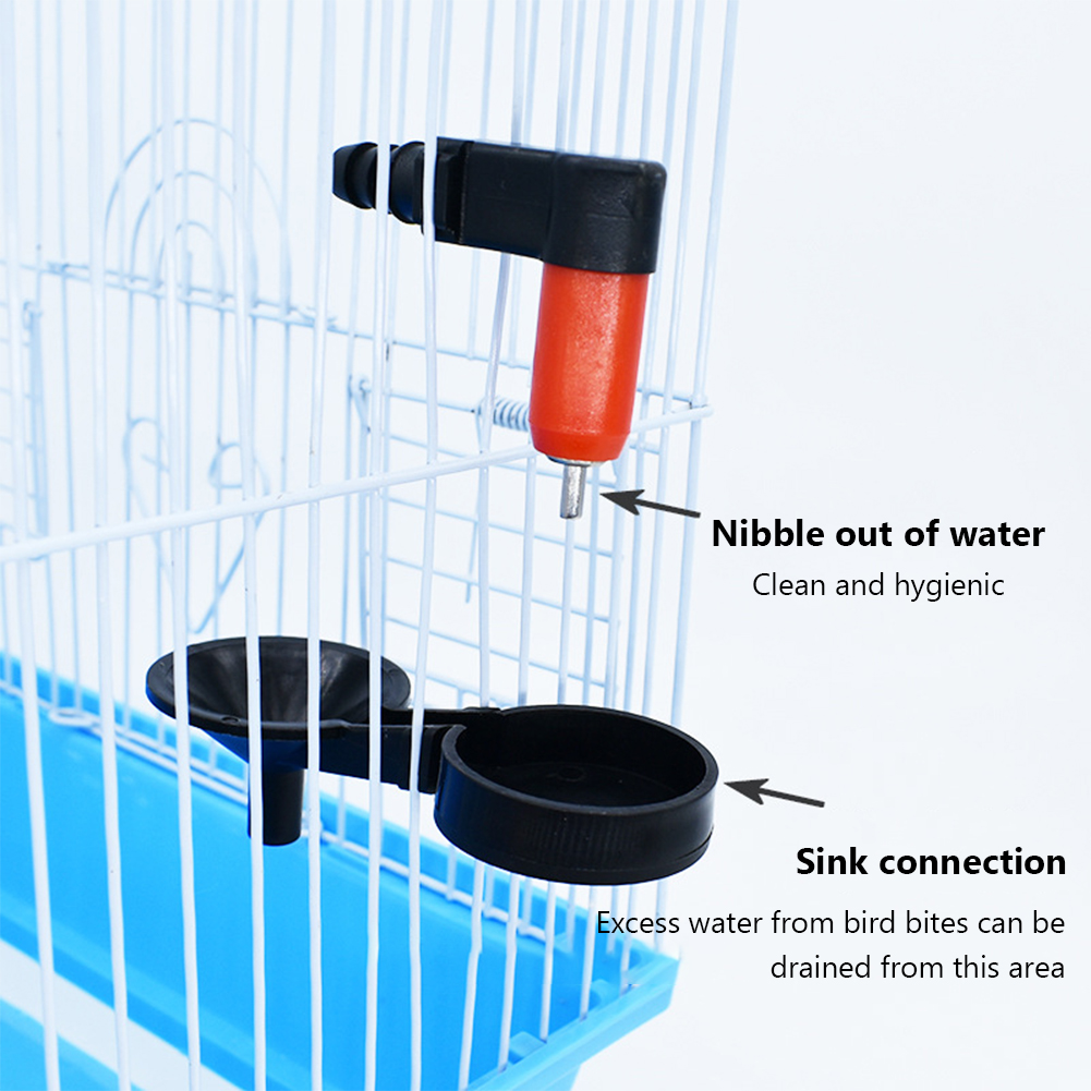 Automatic Bird Drinker Drinking Device For Parakeet Water Container With 3-way Pipe Water Receiving Tray Bird Cage Accessories