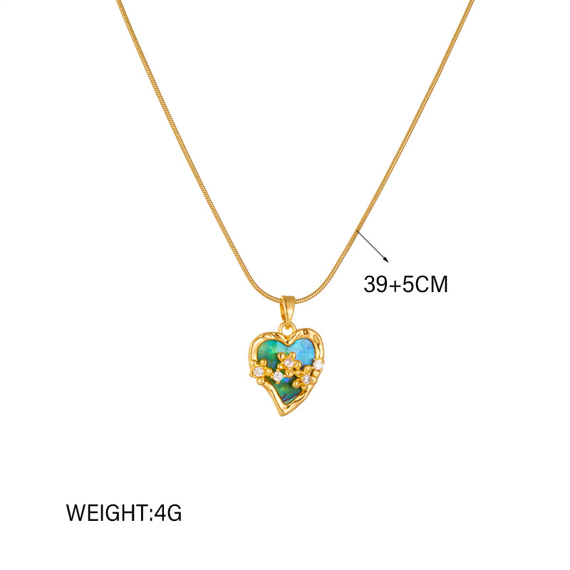 Colorful Shell Flower Butterfly Love Heart Necklace Charm Designer Conch Gold Chain Cubic Zirconia Necklaces for Woman Gift Stainless Steel Jewelry