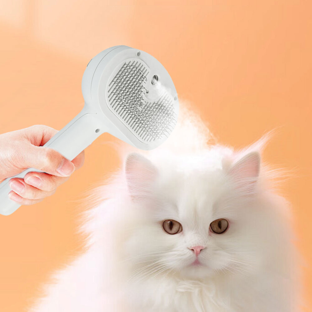 Steamy Pet Brush with Release Button Cat Hair Brush Rechargeable Massage Grooming Brush for Long and Short Hair Dogs and Cats