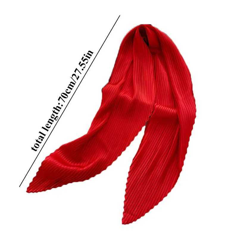 Warm pleated printed silk scarf satin spring and summer scarf 70 * 70cm square neckline solid color scarf decoration X250319