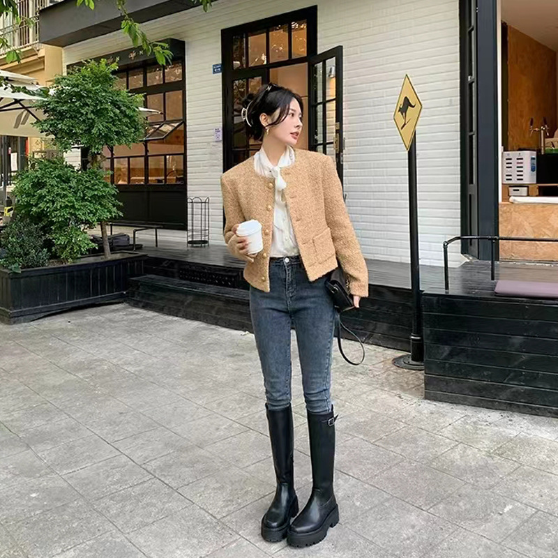 Winter 2023 Autumn Fashion Women Thigh Long Low Heels Knee High Soft Leather Round Toe Boots Ladies Party Shoes 025a