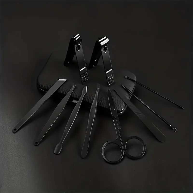 7/10/24pcs Black Nail Clippers Kit Ultra Sharp Sturdy Fingernail Cutters Professional Nail Clippers Pedicure Care Tools ToenaXJ250116