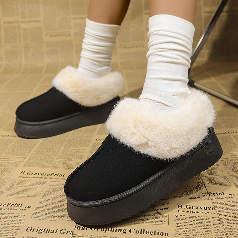 2025 new Warm Thicken Plush Chunky Platform Snow Women Faux Suede Flat Heels Winter Boots Woman Thick Bottom Cotton Shoes