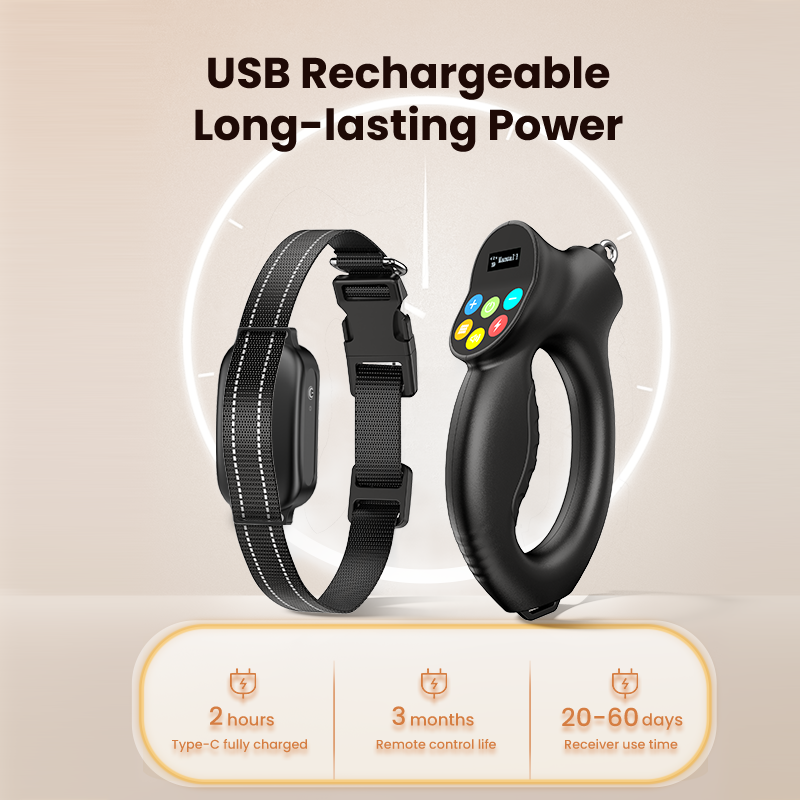 ROJECO Intelligent Dog Training Collar Remote Control Rechargeable Pet Dog Anti Bark Collar with Vibrator Dog Training Accessory