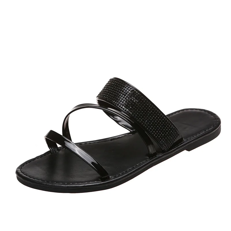 Size Large Sandalias Slippers Women Trend Flat New Sandals Shiny Rhies Outdoor Walking Summer Breathable Casual Shoes 75c0