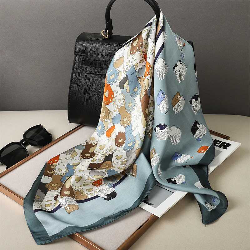 2025 Luxury 70cm Silk Square Scarf Ribbon Printed Satin Collar Tie Fem Hair Wrist Bandana Kerchie Shawl Wrap Headscarf Echape X250319