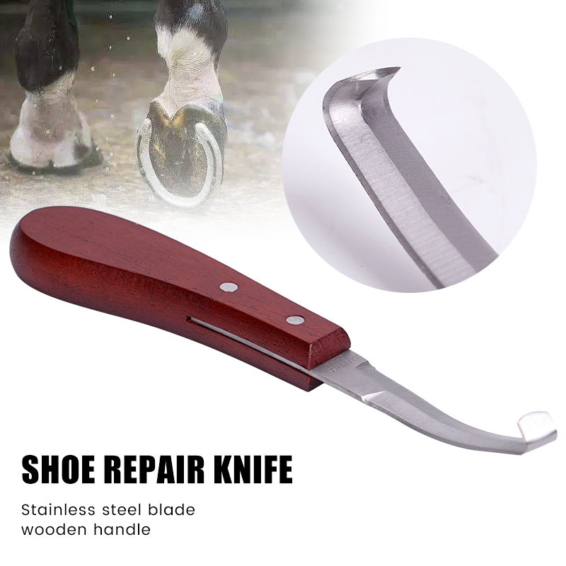 1Pc Horse Hoof Knife Stainless Steel Double Edge Blade Hoof Trimming Knives With Wooden Handle Cattle Sheep Hoof Trimming Tool