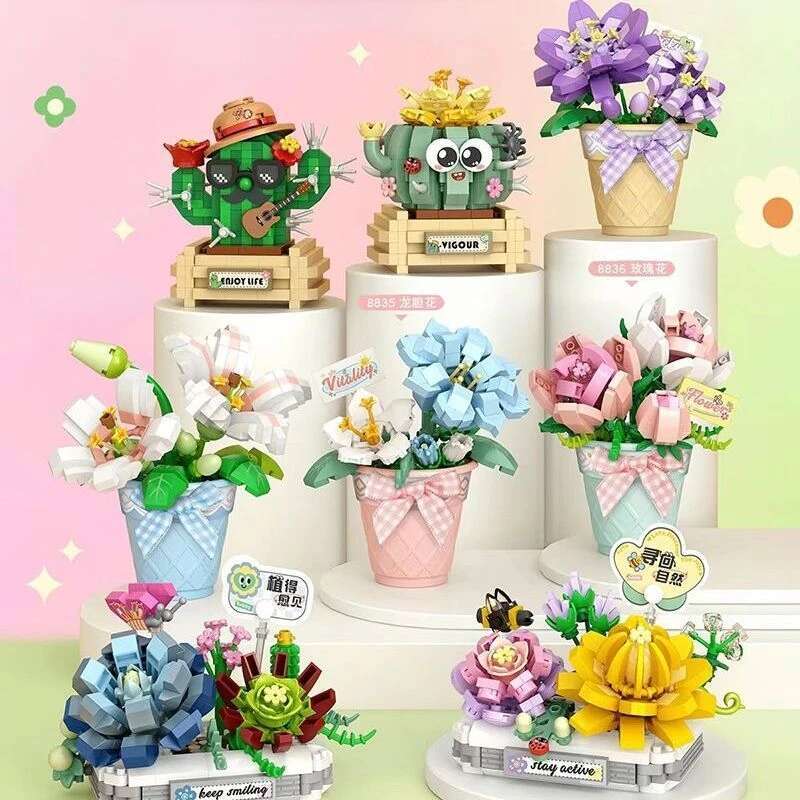 LOZ wer Bouquet Building Bloc Kit DIY wers Block Toys Valentine's Day Rose Bric Set Gift for Girls Friends adults
