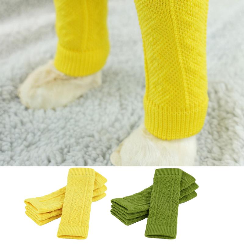 4PCS Knitted Dog Leg Covers Anti-fouling Leg Warmers for Dogs Cats Socks Warm Durable Pet Leg Elbow Support Protector