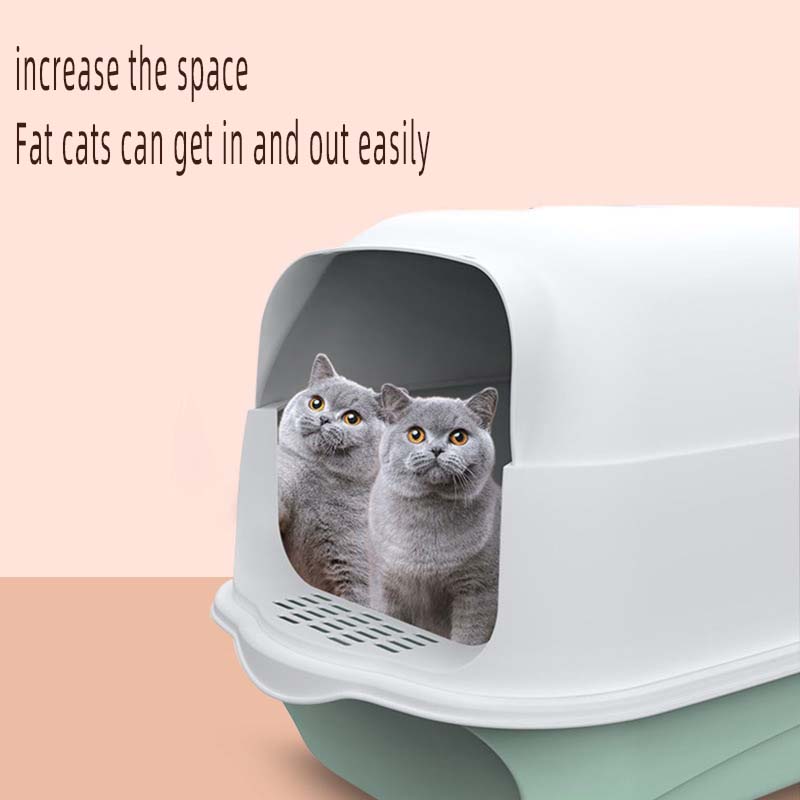Enclosed Cat Litter Box Fully Spillproof Deodorant Cat Toilet Two-Way Shovel Large Capacity Cat Toilet Litter Box Closed Sandbox